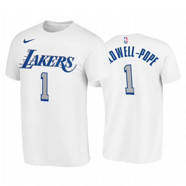 Los Angeles Lakers #1 Kentavious Caldwell-Pope White 2020-21 City Edition New Blue Silver LogoT-Shirt