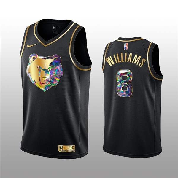 Men's Memphis Grizzlies #8 Ziaire Williams 2021/22 Black Golden Edition 75th Anniversary Diamond Logo Stitched Basketball Jersey