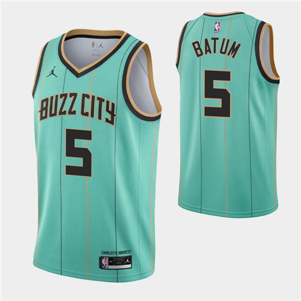Men's Charlotte Hornets #5 Nicolas Batum Teal Buzz City Swingman 2020-21 Stitched NBA Jersey