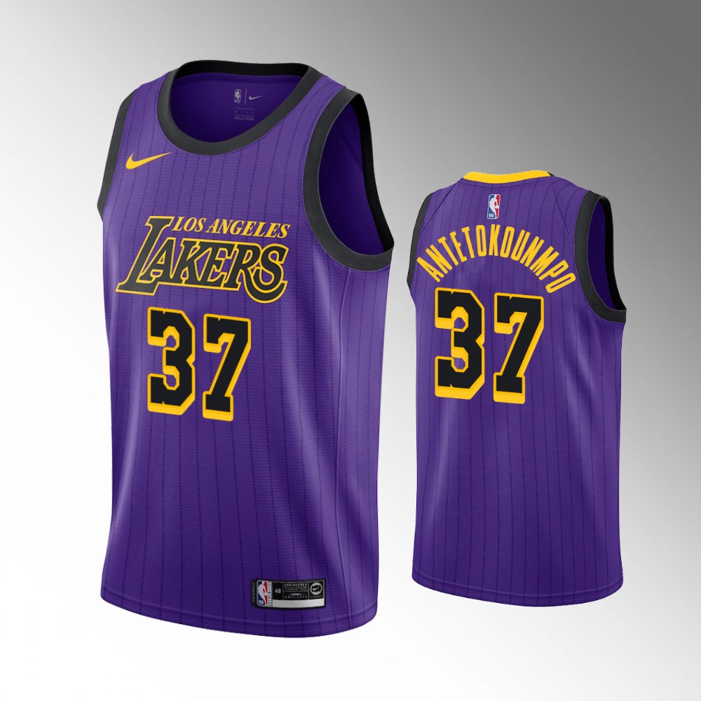Men's Los Angeles Lakers ##37 Kostas Antetokounmpo Purple 2019-20 City Stitched NBA Jersey