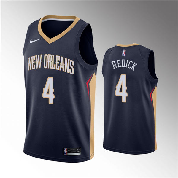 Men's New Orleans Pelicans #4 4 J.J. Redick Black Stitched NBA Jerse