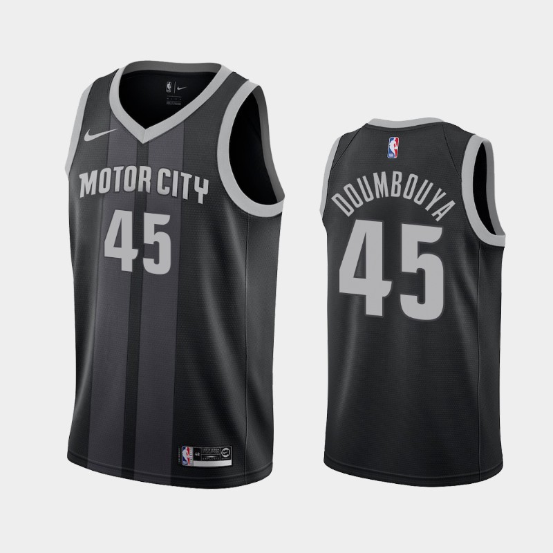 Men's Detroit Pistons #45 Sekou Doumbouya Black Stitched NBA Jersey