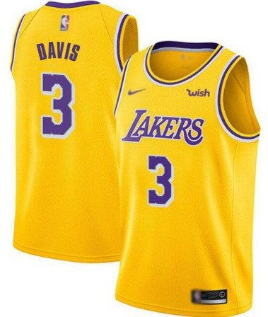 Men's Los Angeles Lakers #3 Anthony Davis Yellow Stitched NBA Jersey
