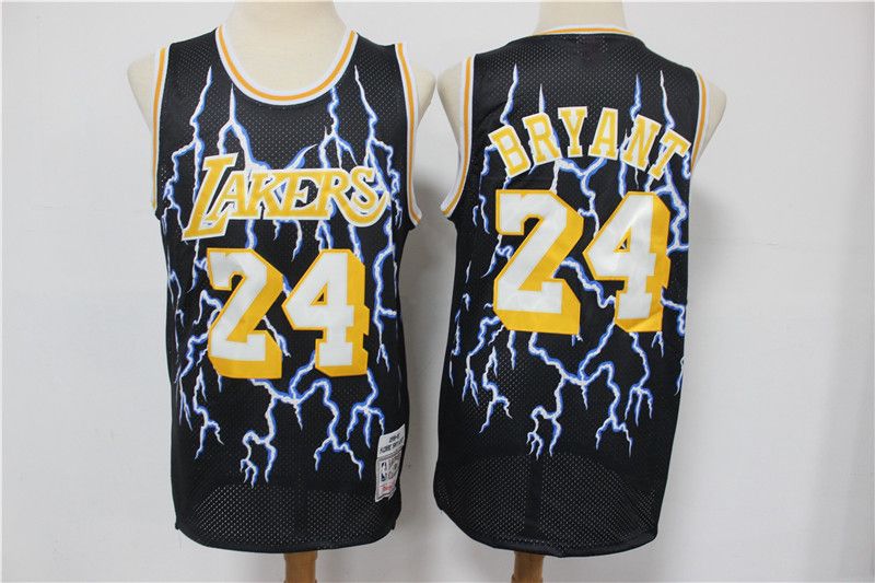 Men's Los Angeles Lakers Black #24 Kobe Bryant Hardwood Classics Lightning Limited Edition Stitched NBA Jersey
