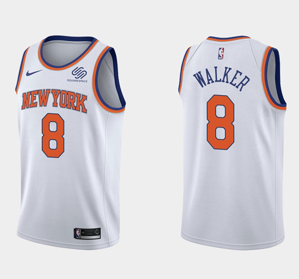 Men's New York Knicks #8 Kemba Walker Association Edition White Stitched Basketball Jersey