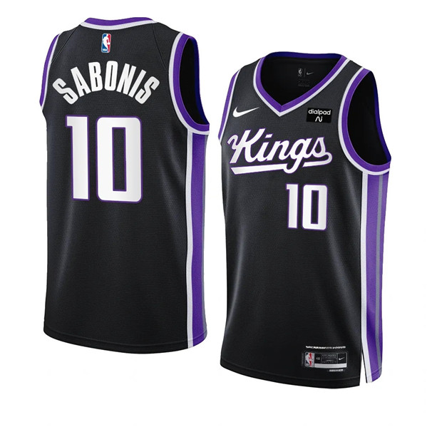 Men's Sacramento Kings #10 Domantas Sabonis Black 2023-24 Icon Edition Swingman Stitched Jersey