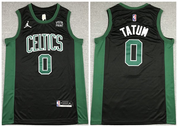 Men's Boston Celtics #0 Jayson Tatum 75th Anniversary Black Stitched Basketball Jersey