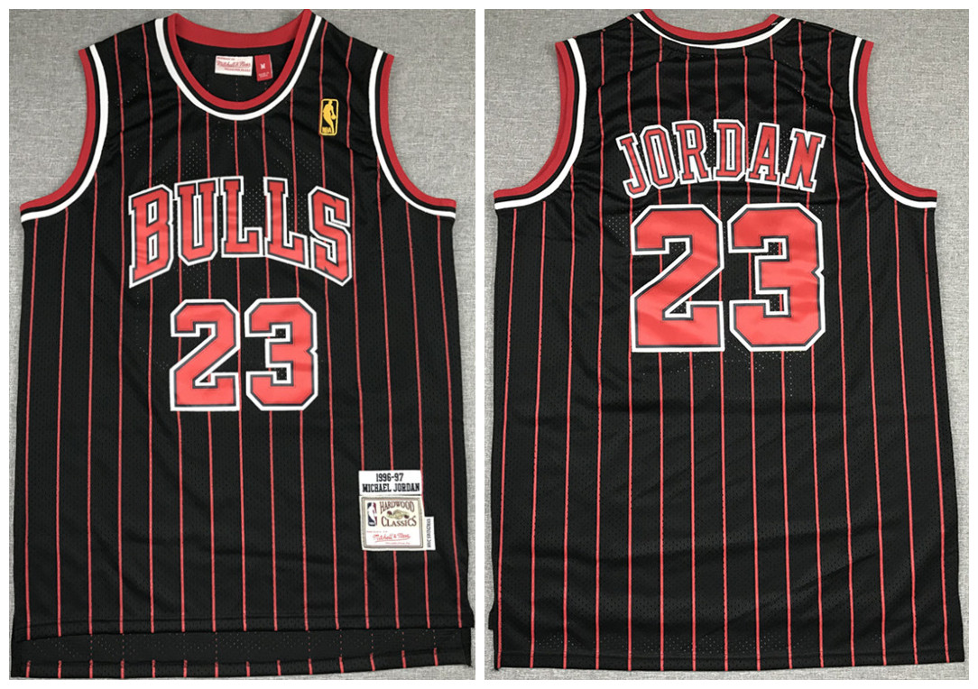 Men's Chicago Bulls Black&Red #23 Michael Jordan 1996-1997 Throwback Stitched NBA Jersey
