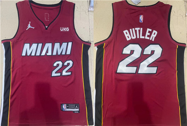 Men's Miami Heat #22 Jimmy Butler Red Stitched Basketball Jersey