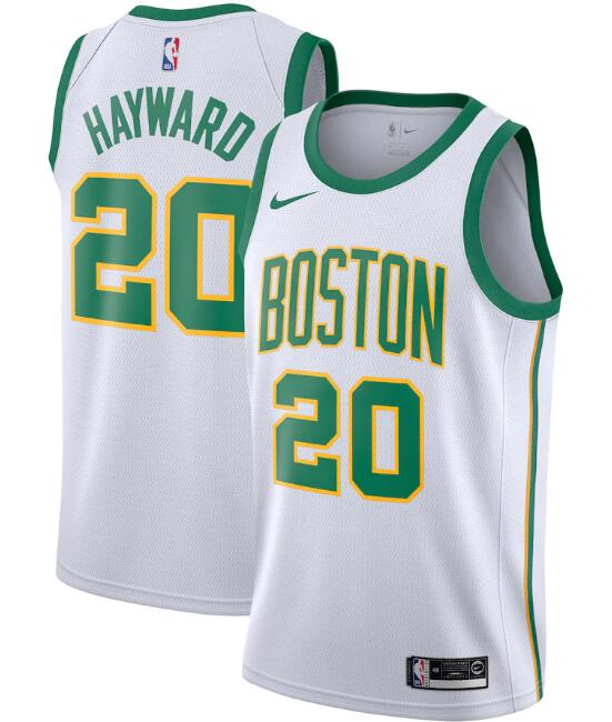 Men's Boston Celtics White #20 Gordon Hayward City Edition Swingman Stitched NBA Jersey