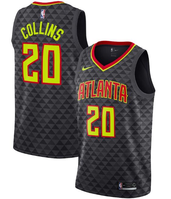Men's Atlanta Hawks Black #20 John Collins Icon Edition Stitched NBA Jersey