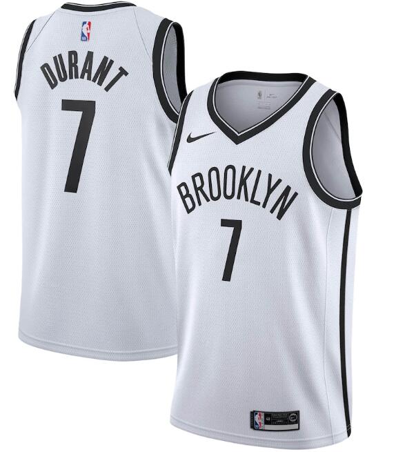 Men's Brooklyn Nets White # 7 Kevin Durant Association Edition Swingman Stitched NBA Jersey