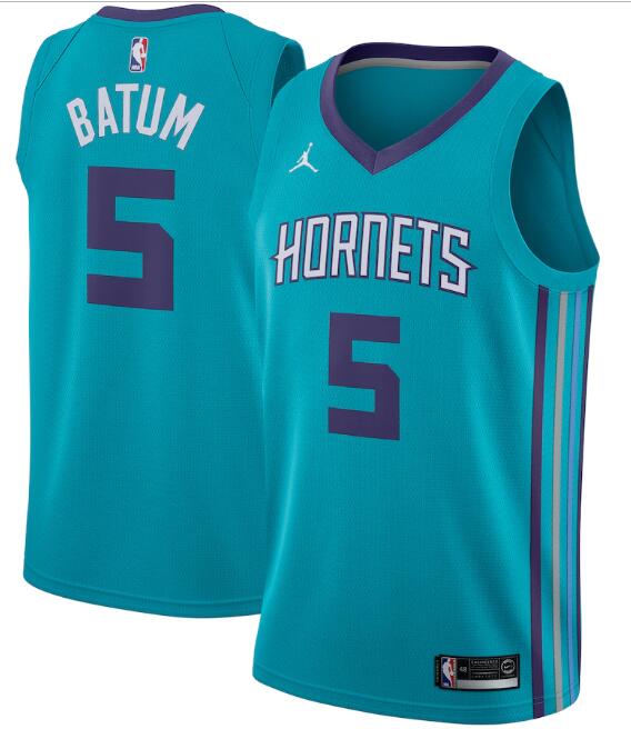 Men's Charlotte Hornets Teal #5 Nicolas Batum Icon Edition Swingman Stitched NBA Jersey