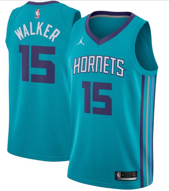 Men's Charlotte Hornets Teal #15 Kemba Walker Icon Edition Swingman Stitched NBA Jersey