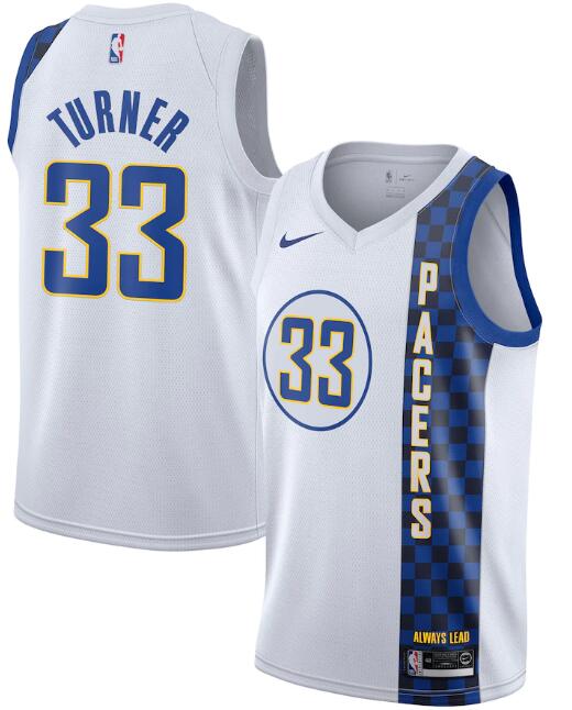 Men's Indiana Pacers White #33 Myles Turner City Edition Swingman Stitched NBA Jersey