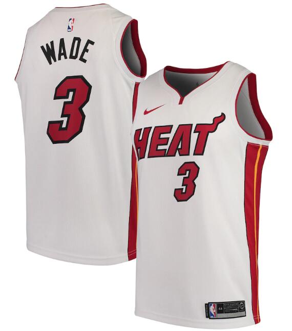 Men's Miami Heat White #3 Dwyane Wade Association Edition Swingman Stitched NBA Jersey