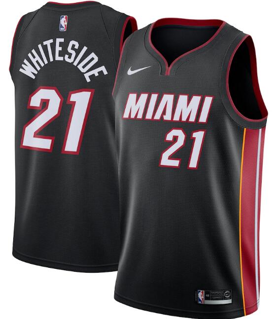 Men's Miami Heat Black #21 Hassan Whiteside Icon Edition Swingman Stitched NBA Jersey