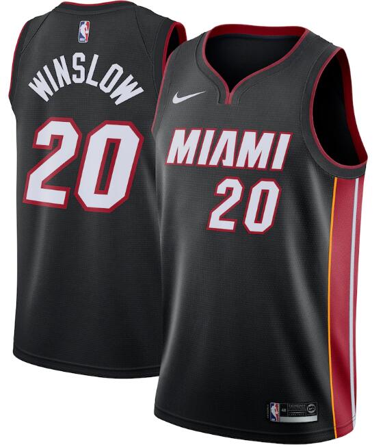 Men's Miami Heat Black #20 Justise Winslow Icon Edition Swingman Stitched NBA Jersey