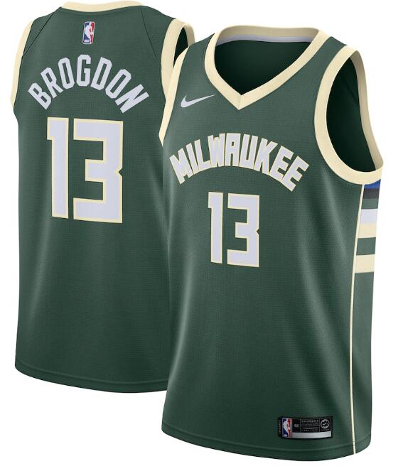 Men's Milwaukee Bucks Green #13 Malcolm Brogdon Icon Edition Stitched Swingman NBA Jersey