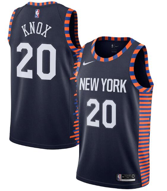 New Yok Knicks Navy #20 Kevin Knox City Edition Stitched Swingman NBA Jersey