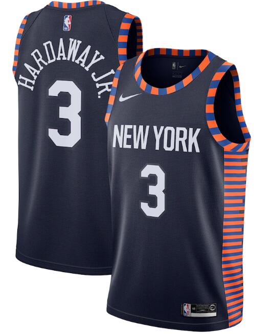 New Yok Knicks Navy #3 Maurice Harkless City Edition Stitched Swingman NBA Jersey