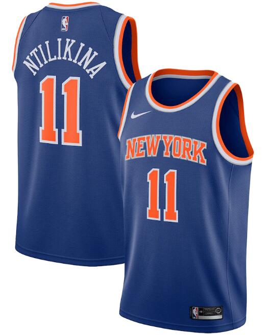 New Yok Knicks Blue #11 Frank Ntilikina Icon Edition Stitched Swingman NBA Jersey