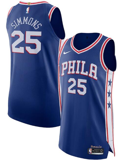 Men's Philadelphia 76ers #25 Ben Simmons Royal Icon Edition Stitched NBA Jersey