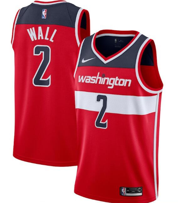 Men's Washington Wizards Red #2 John Wall Icon Edition Swingman Stitched NBA Jersey