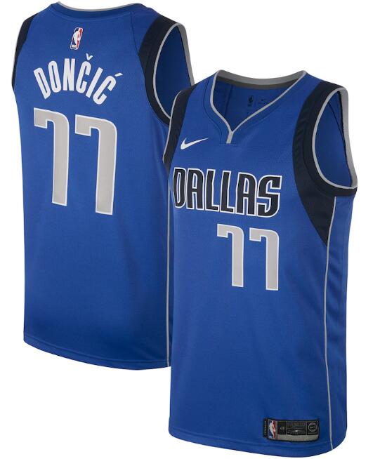 Men's Dallas Mavericks Blue #77 Luka Doncic Stitched NBA Jersey