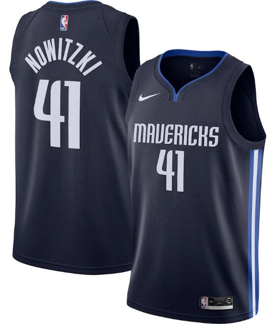 Men's Dallas Mavericks Navy #41 Dirk Nowitzki Statement Edition Stitched NBA Jersey