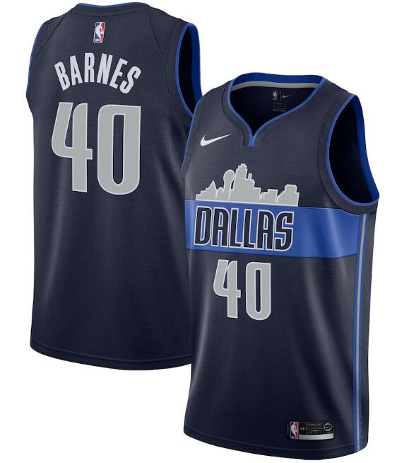 Men's Dallas Mavericks Navy #40 Harrison Barnes Statement Edition Swingman Stitched NBA Jersey