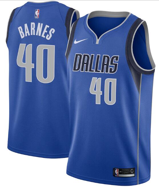 Men's Dallas Mavericks Royal #40 Harrison Barnes Icon Edition Swingman NBA Stitched Jersey