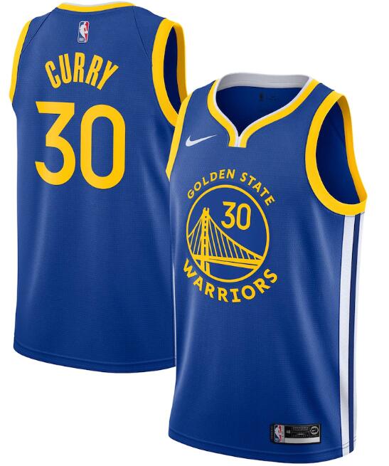 Men's Golden State Warriors #30 Stephen Curry Royal Icon Edition Stitched NBA Jersey