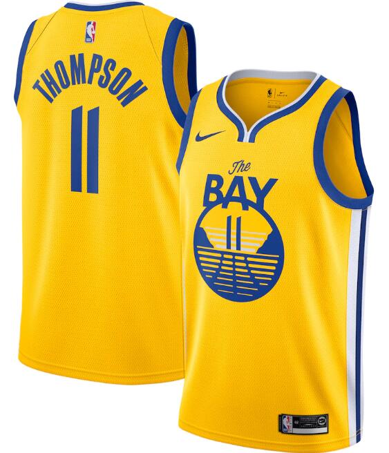 Men's Golden State Warriors Gold #11 Klay Thompson Statement Edition Stitched NBA Jersey