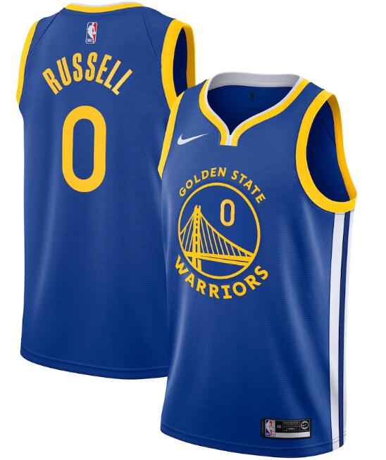 Men's Golden State Warriors Royal #0 D'Angelo Russell Icon Edition Stitched NBA Jersey