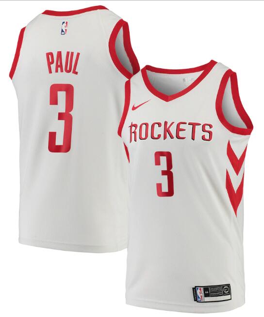 Men's Houston Rockets White #3 Chris Paul Association Edition Swingman Stitched NBA Jersey