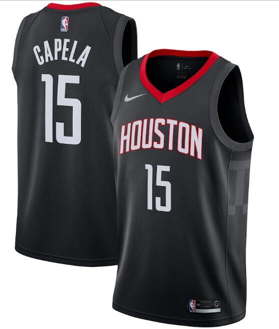 Men's Houston Rockets Black #15 Clint Capela Statement Edition Stitched NBA Jersey