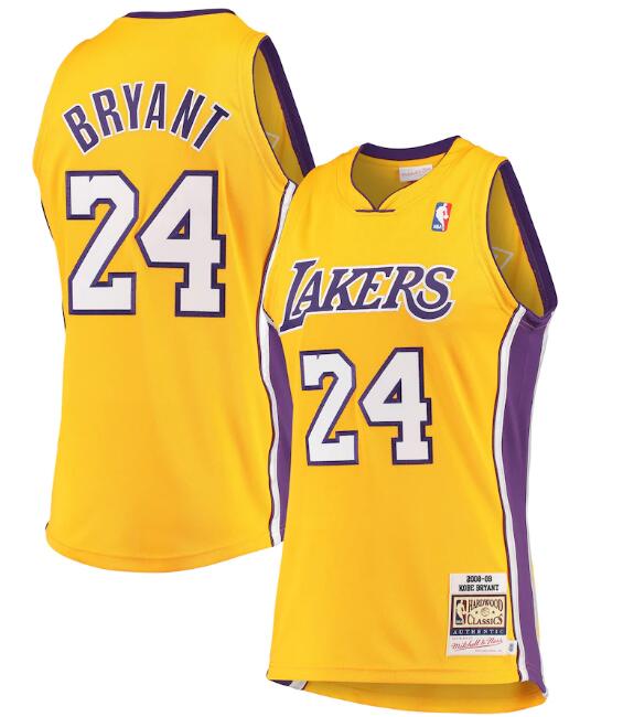 Men's Los Angeles Lakers Gold Kobe Bryant Mitchell & Ness Hardwood Classics Stitched NBA Jersey