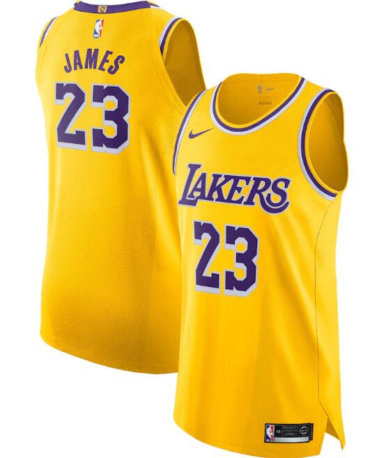 Men's Los Angeles Lakers Gold #23 LeBron James Stitched NBA Jersey