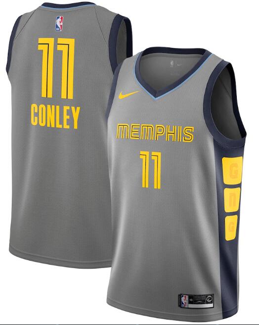 Men's Memphis Grizzlies Grey #11 Mike Conley City Edition Stitched Swingman NBA Jersey