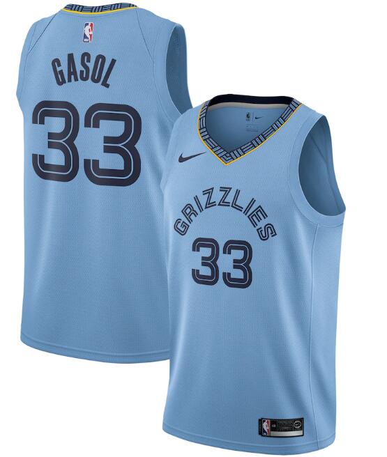 Men's Memphis Grizzlies Blue #33 Marc Gasol Light Statement Edition Stitched NBA Jersey