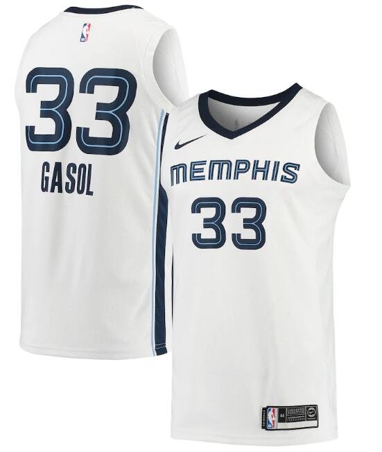 Men's Memphis Grizzlies White #33 Marc Gasol Association Edition Stitched NBA Jersey