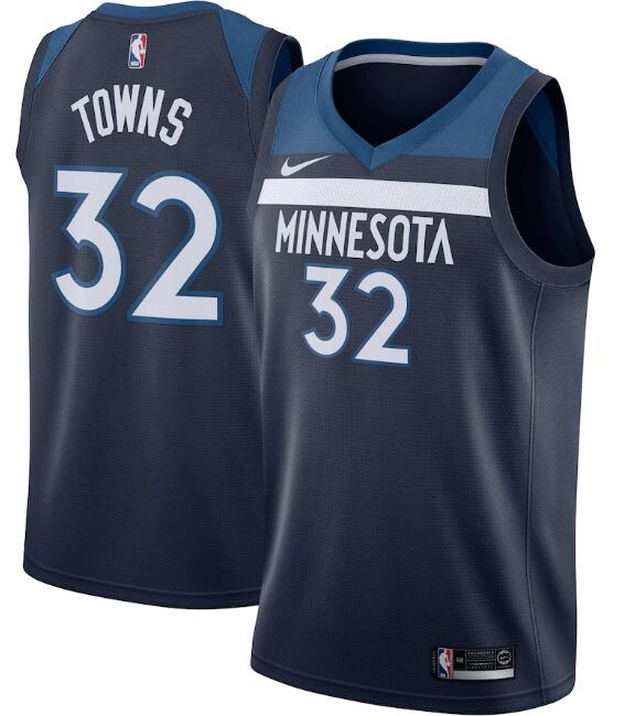 Men's Minnesota Timberwolves Navy #32 Karl-Anthony Towns Icon Edition Stitched NBA Jersey