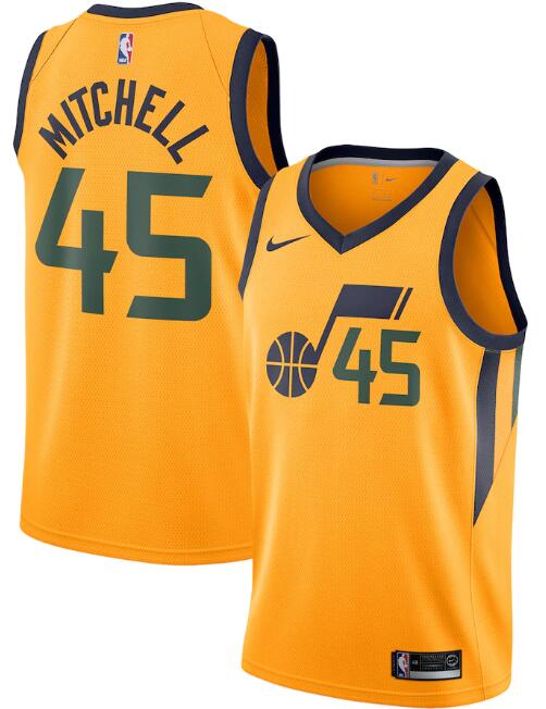 Men's Utah Jazz Gold #45 Donovan Mitchell Statement Edition Swingman Stitched NBA Jersey
