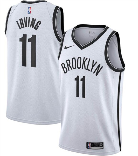 Men's Brooklyn Nets White # 11 Kyrie Irving Association Edition Swingman Stitched NBA Jersey
