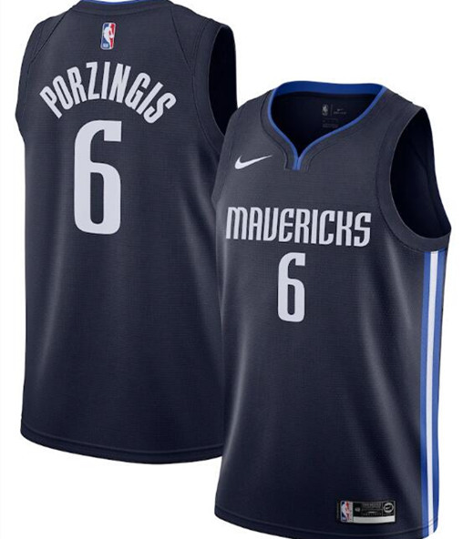 Men's Dallas Mavericks Navy #6 Kristaps Porzingis Statement Edition Stitched NBA Jersey