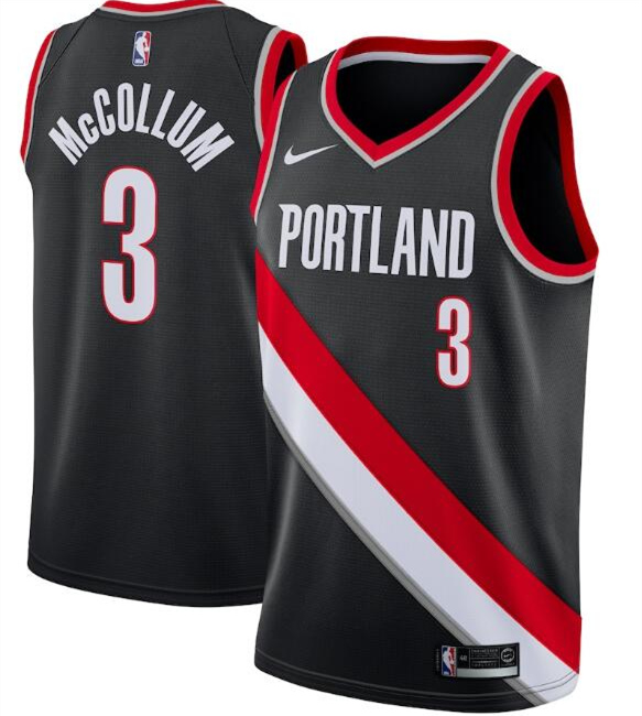 Men's Portland Trail Blazers Black #3 C.J. McCollum Black Icon Edition Stitched NBA Jersey