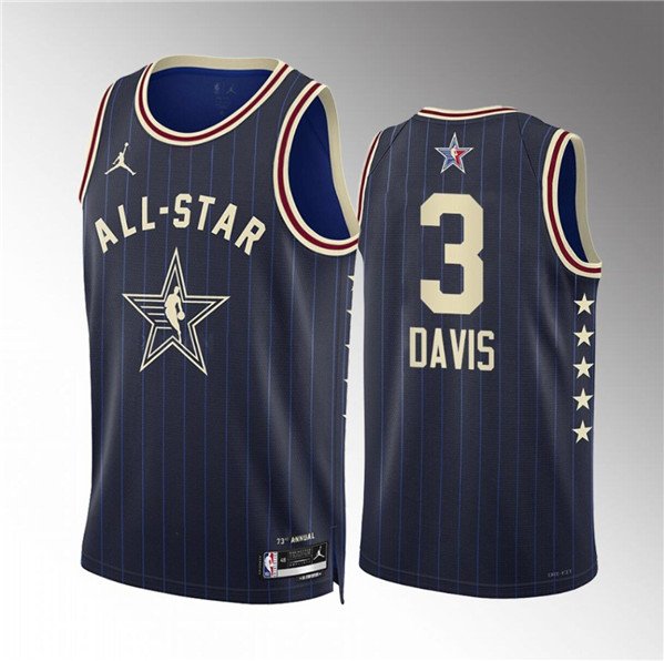 Men's 2024 All-Star #3 Anthony Davis Navy Stitched Basketball Jersey