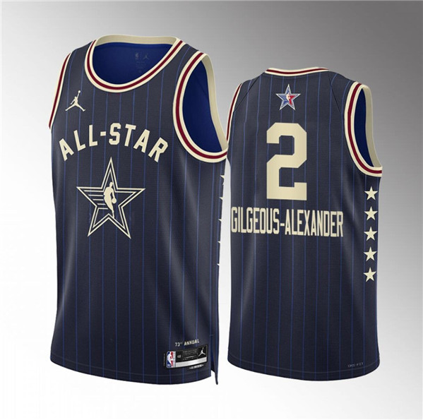 Men's 2024 All-Star #2 Shai Gilgeous-Alexander Navy Stitched Basketball Jersey