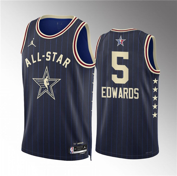 Men's 2024 All-Star #5 Anthony Edwards Navy Stitched Basketball Jersey